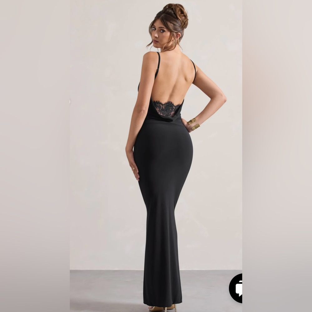 Black Maxi Dress with Lace Back Detail